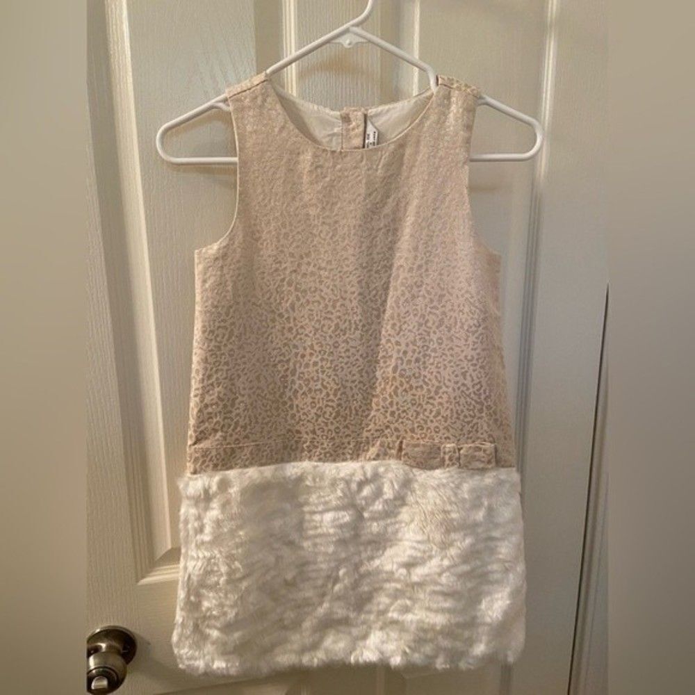 Janie and Jack x Rachel Zoe Cheetah Faux Fur Metallic Dress Girls Size 10 NWT